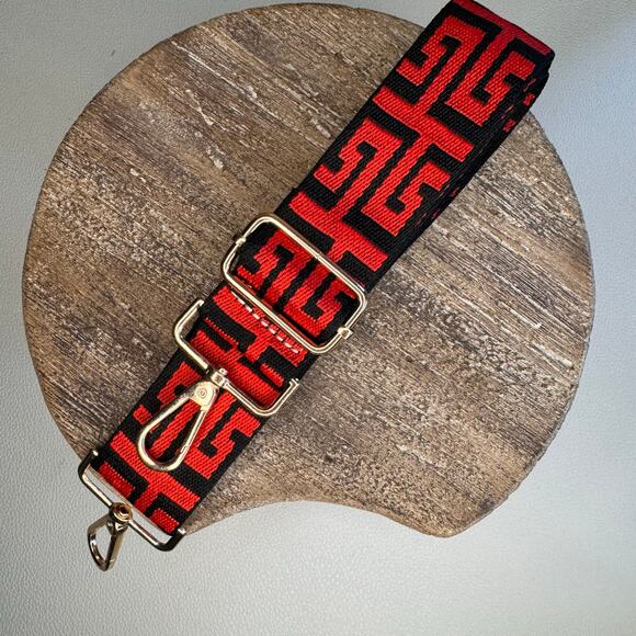 Red Black Purse Strap Adjustable Crossbody Guitar Strap NEW FAST SHIP - Picture 1 of 4